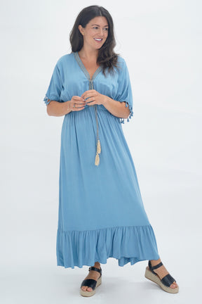 Made In Italy Amalfi Plain Tie Detail Dress