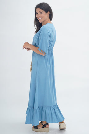 Made In Italy Amalfi Plain Tie Detail Dress