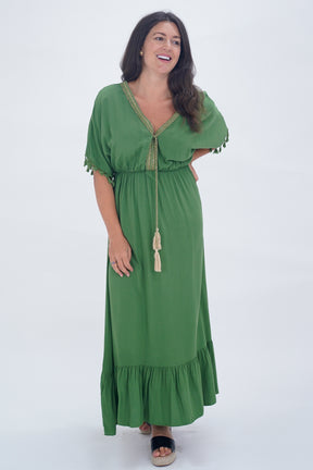 Made In Italy Amalfi Plain Tie Detail Dress