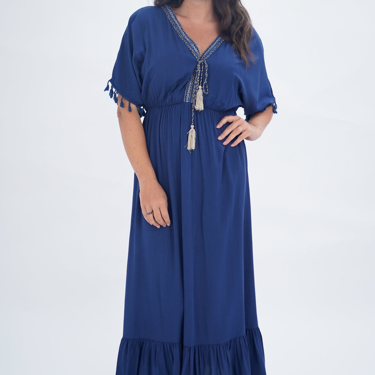 blue navy made in italy dress Italian linen women's dress XS
