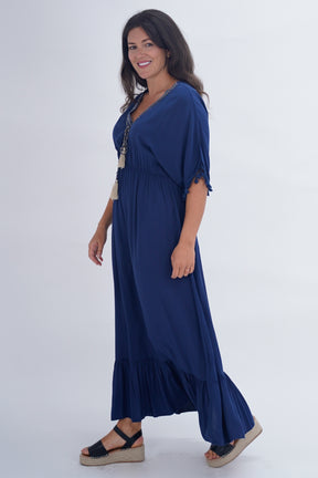 Made In Italy Amalfi Plain Tie Detail Dress