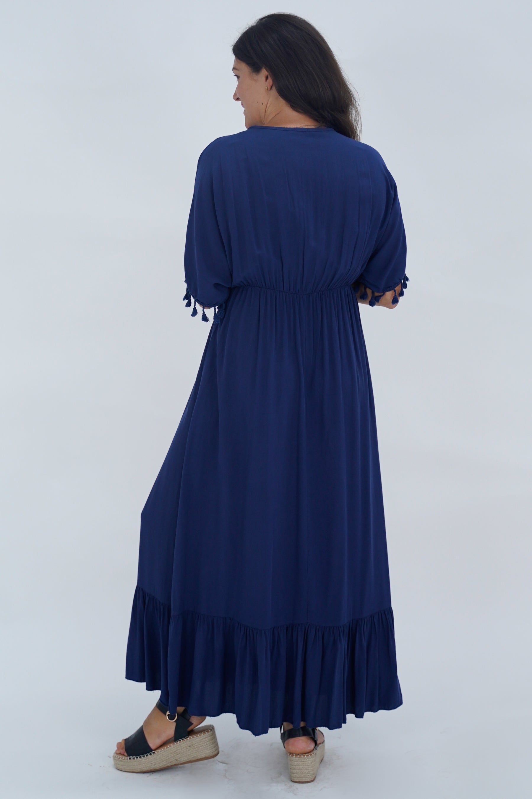 italy blue dress 01. Maxi dress, long dress with blue mediterranean print. italy, speci DELAMARBOUTIK