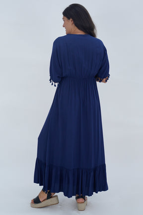 Made In Italy Amalfi Plain Tie Detail Dress