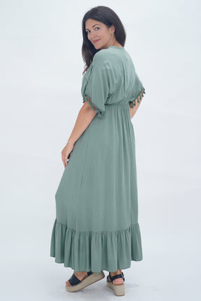 Made In Italy Amalfi Plain Tie Detail Dress