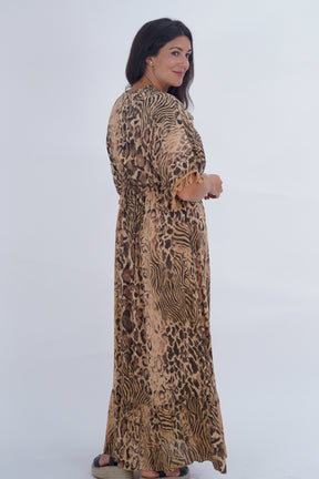 Made In Italy Amalfi Animal Print Tie Detail Dress