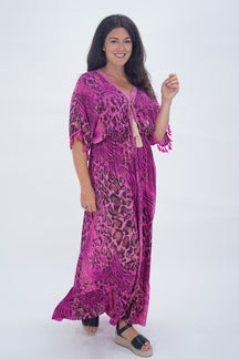 Made In Italy Amalfi Animal Print Tie Detail Dress