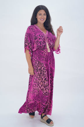 Made In Italy Amalfi Animal Print Tie Detail Dress