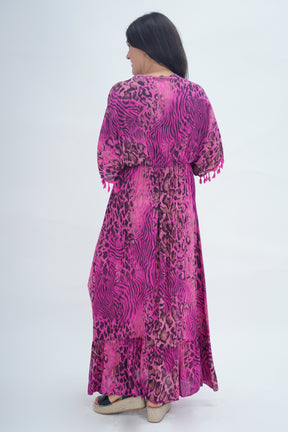Made In Italy Amalfi Animal Print Tie Detail Dress