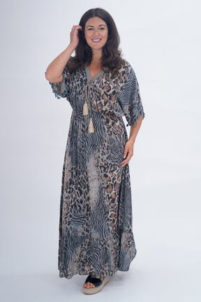 Made In Italy Amalfi Animal Print Tie Detail Dress