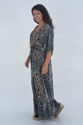 Made In Italy Amalfi Animal Print Tie Detail Dress