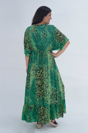 Made In Italy Amalfi Animal Print Tie Detail Dress