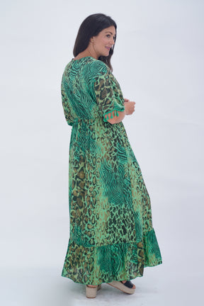 Made In Italy Amalfi Animal Print Tie Detail Dress