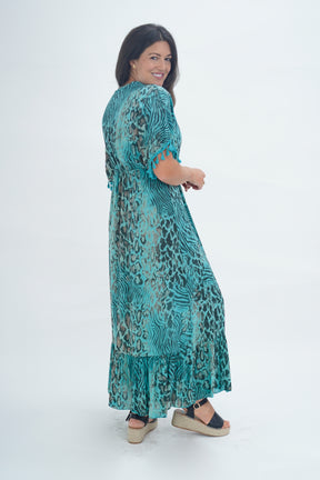 Made In Italy Amalfi Animal Print Tie Detail Dress