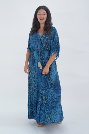 Made In Italy Amalfi Animal Print Tie Detail Dress