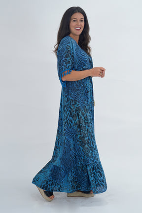 Made In Italy Amalfi Animal Print Tie Detail Dress