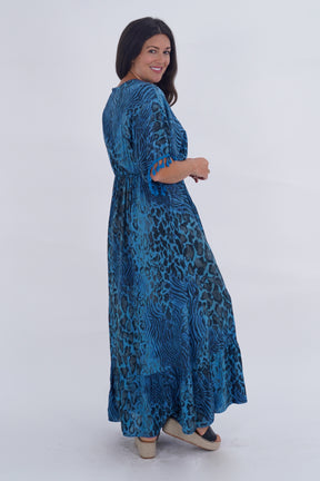 Made In Italy Amalfi Animal Print Tie Detail Dress
