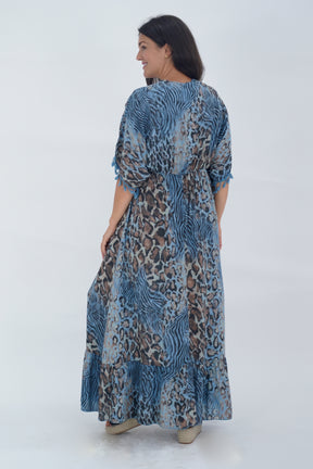 Made In Italy Amalfi Animal Print Tie Detail Dress
