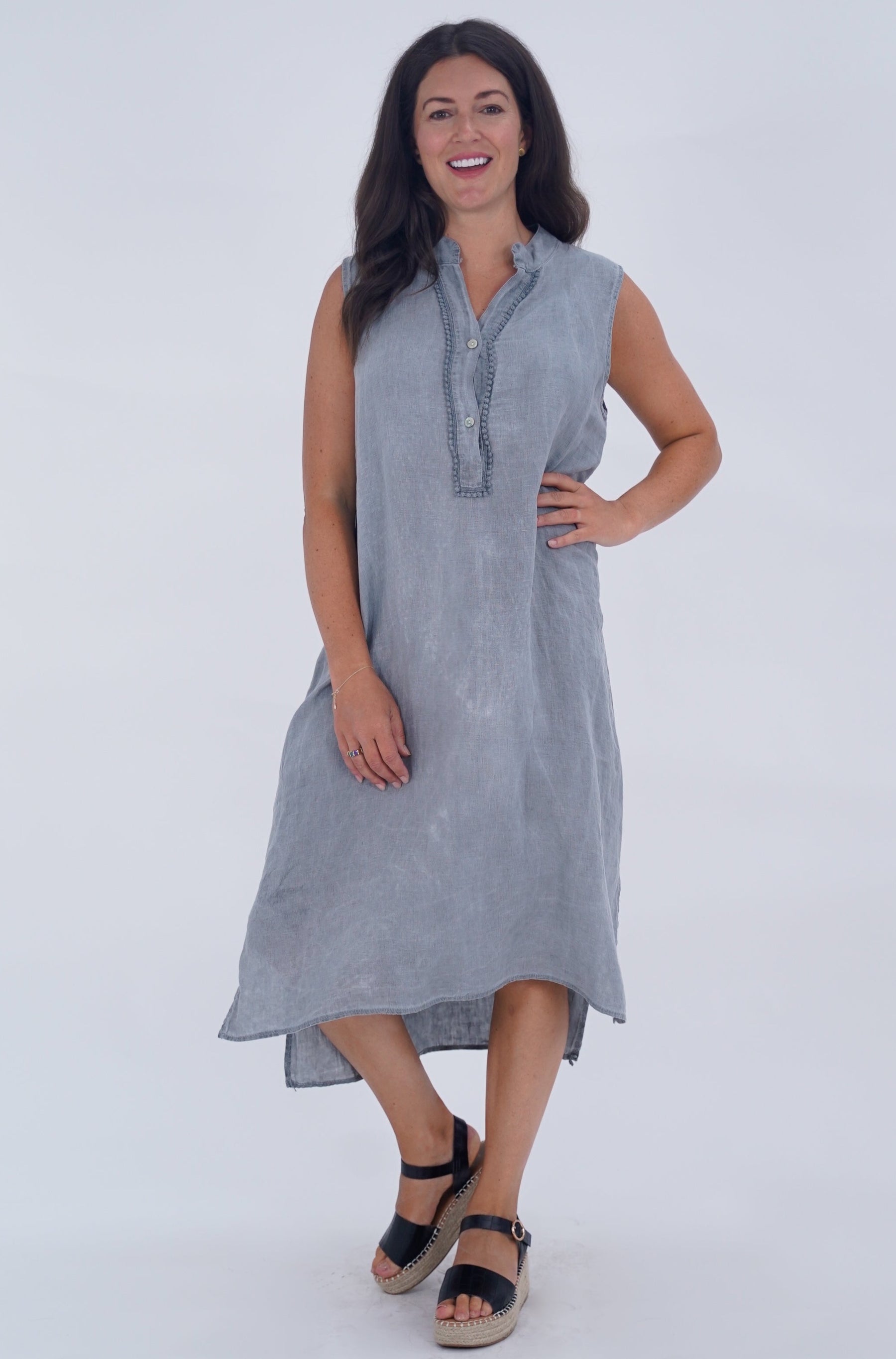 Made In Italy Esme Embroidered Linen Dress Made In Italy Esme Embroidered Linen Dress