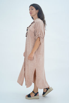 Made In Italy Naples Linen Long Button Dress