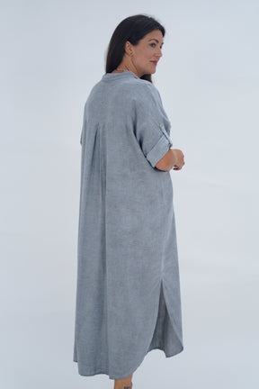 Made In Italy Naples Linen Long Button Dress