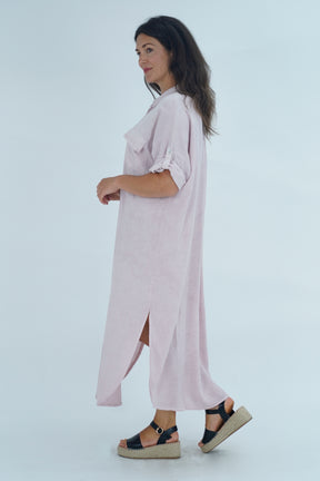 Made In Italy Naples Linen Long Button Dress