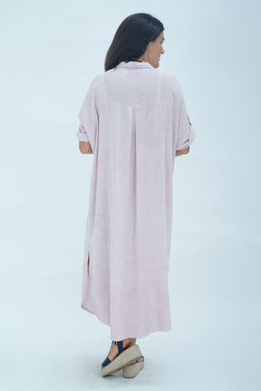 Made In Italy Naples Linen Long Button Dress