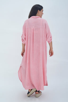 Made In Italy Naples Linen Long Button Dress