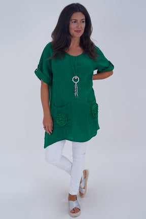 Made In Italy Venice Linen Pendant Tunic Top
