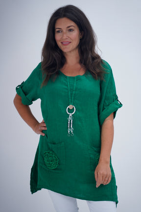 Made In Italy Venice Linen Pendant Tunic Top