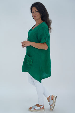 Made In Italy Venice Linen Pendant Tunic Top