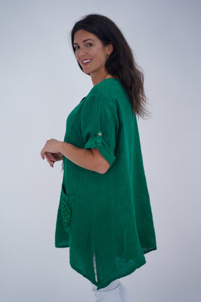 Made In Italy Venice Linen Pendant Tunic Top