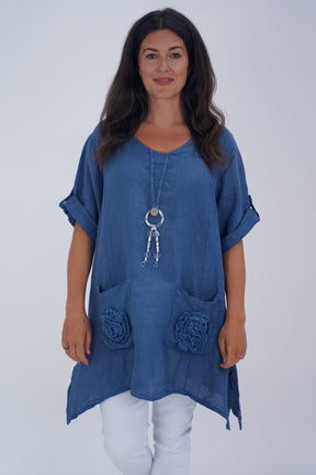 Made In Italy Venice Linen Pendant Tunic Top