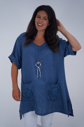 Made In Italy Venice Linen Pendant Tunic Top