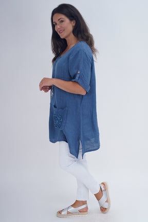 Made In Italy Venice Linen Pendant Tunic Top