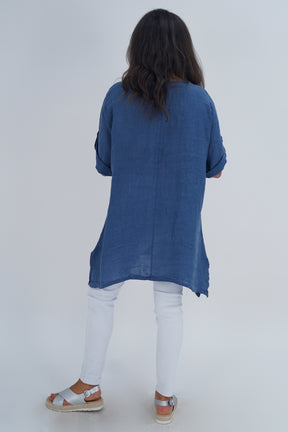 Made In Italy Venice Linen Pendant Tunic Top