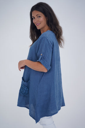 Made In Italy Venice Linen Pendant Tunic Top