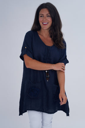Made In Italy Venice Linen Pendant Tunic Top