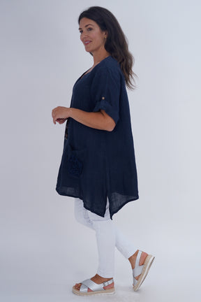 Made In Italy Venice Linen Pendant Tunic Top
