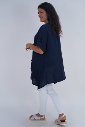 Made In Italy Venice Linen Pendant Tunic Top