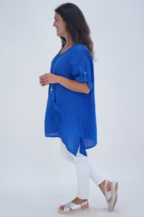 Made In Italy Venice Linen Pendant Tunic Top