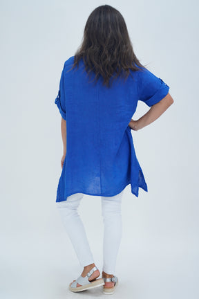 Made In Italy Venice Linen Pendant Tunic Top