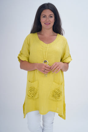 Made In Italy Venice Linen Pendant Tunic Top
