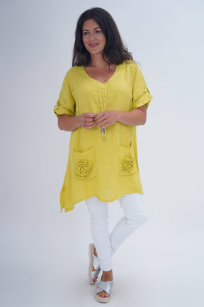 Made In Italy Venice Linen Pendant Tunic Top