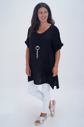Made In Italy Venice Linen Pendant Tunic Top