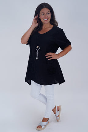 Made In Italy Venice Linen Pendant Tunic Top