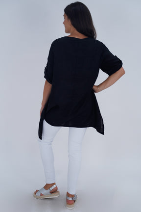 Made In Italy Venice Linen Pendant Tunic Top