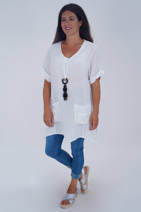 Made In Italy Venice Linen Pendant Tunic Top