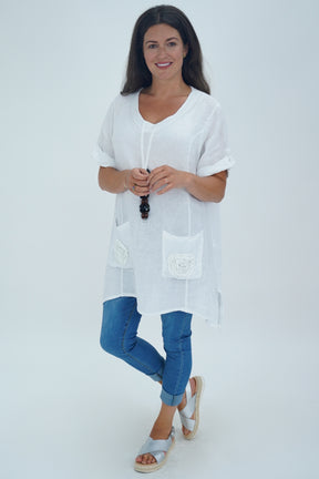 Made In Italy Venice Linen Pendant Tunic Top