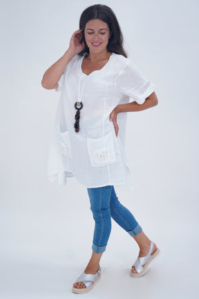 Made In Italy Venice Linen Pendant Tunic Top