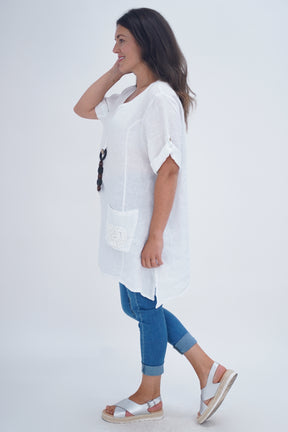 Made In Italy Venice Linen Pendant Tunic Top